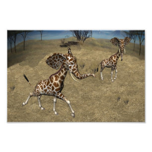 Niedliche Elefant-Giraffen Fotodruck