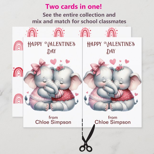 Niedliche Elefant Kid's Valentine Party Klassenzim Postkarte (Von Creator hochgeladen)