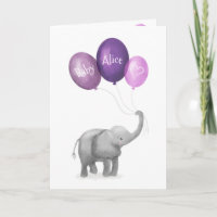 Niedliche Elefant New Baby personalisiert card (li
