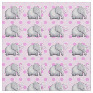 Niedliche Elefant-rosa Polka-Punkt-Baby-Mädchens Stoff