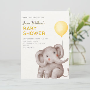 Niedliche Elefant- und Ballonbabydusche Einladung