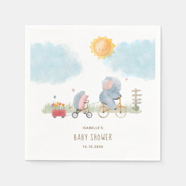 Niedliche Elefant- und Igel-Kinderdusche Serviette (Vorderseite)