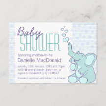 Niedliche Elefantbabyduschen-Aquablaueinladung