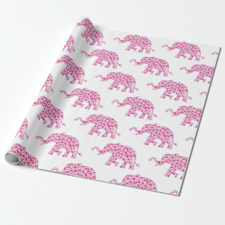 Niedliche Elefanten aus kleinen rosa Herzen Geschenkpapier