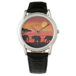 Niedliche Elefanten in den Serengeti Armbanduhr