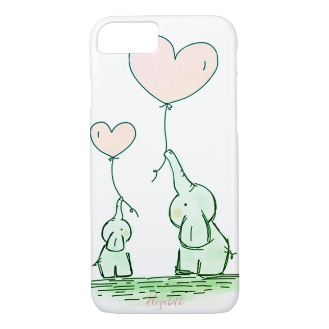 Niedliche Elefanten mit Balloons - Personalisiert Case-Mate iPhone Hülle (Rückseite)