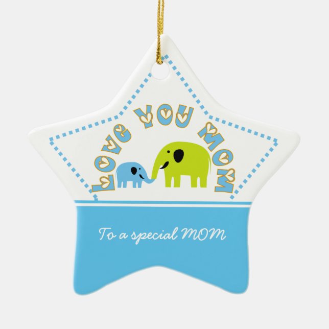 Niedliche Elefanten Muttertagsgeschenk Keramikornament (Vorne)