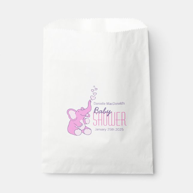 Niedliche Elefantenbaby-Dusche personalisiert Gefä Geschenktütchen (Vorderseite)