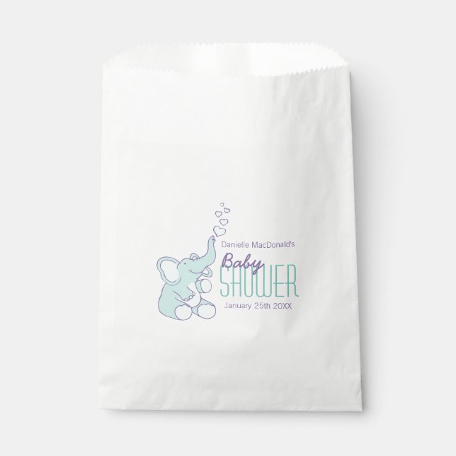 Niedliche Elefantenbaby-Dusche personalisiert Gefä Geschenktütchen (Vorderseite)