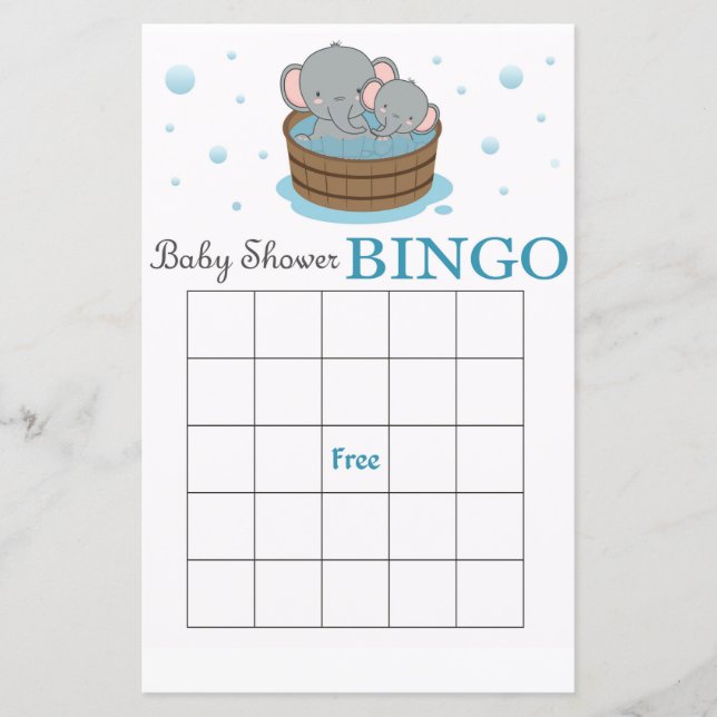 Niedliche Elefantenbabydusche Bingokarte (Vorderseite)