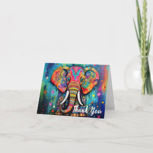 Niedliche Elefantenfarben von Funky Mixed Media An Dankeskarte