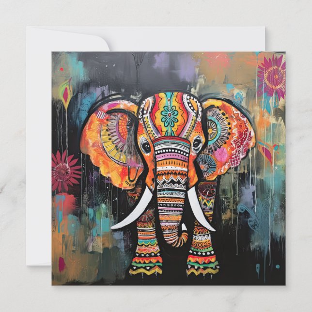 Niedliche Elefantenfarben von Funky Mixed Media An Einladung (Vorderseite)