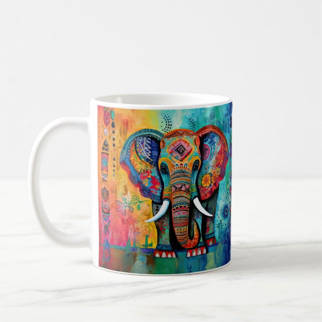 Niedliche Elefantenfarben von Funky Mixed Media An Kaffeetasse (Links)