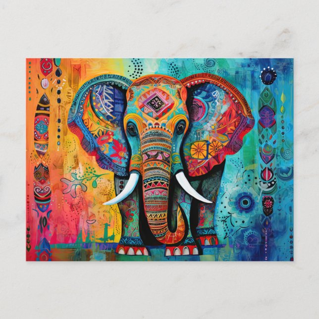 Niedliche Elefantenfarben von Funky Mixed Media An Postkarte (Vorderseite)
