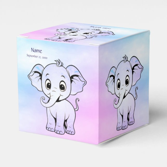 Niedliche Elefantenfavorisierungsbox Geschenkschachtel (Vorderseite)