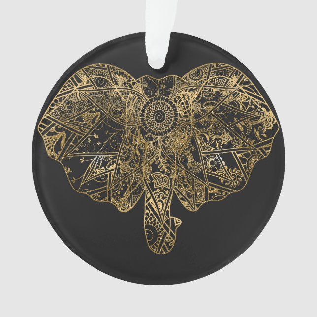 Niedliche Elefantenhand gezeichnet Henna blühend Ornament (Vorderseite)