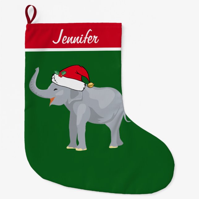 Niedliche Elefantenindividuell Großer Weihnachtsstrumpf (Vorderseite)