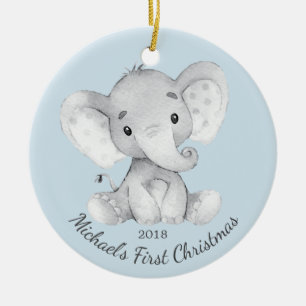 Niedliche Elefantenjungen Erster Weihnachtsschmuck