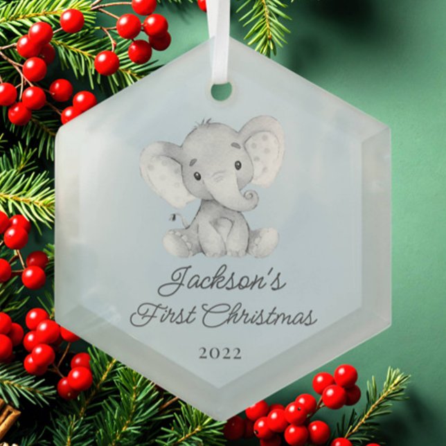 Niedliche Elefantenjungen First Christmas Ornament Aus Glas (Von Creator hochgeladen)