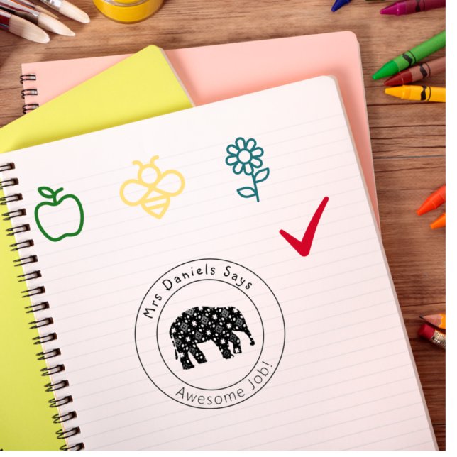 Niedliche Elefantenlehrer gut gemacht Gummistempel (Von Creator hochgeladen)