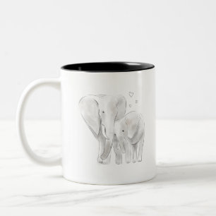 Niedliche Elefantenmaus und Babyskizze Zweifarbige Tasse