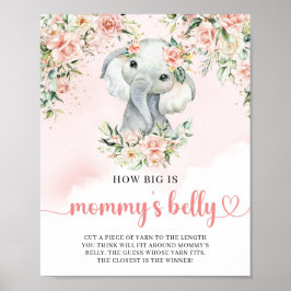 Niedliche Elefantenröte Wie groß ist Mama's Bauch Poster