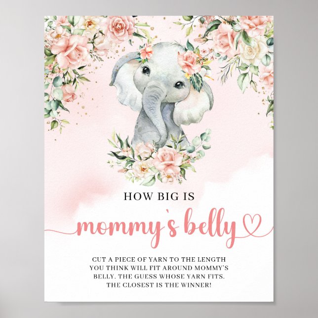 Niedliche Elefantenröte Wie groß ist Mama's Bauch Poster (Vorne)