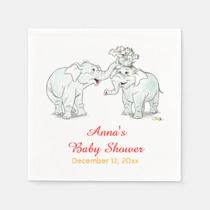 niedliche Elefantfamilien-Cartoon-Babydusche Serviette