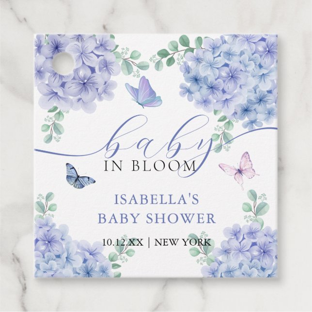 Niedliche Elegana Hydrangea Bloral Garden Babydusc Geschenkanhänger (Vorderseite)