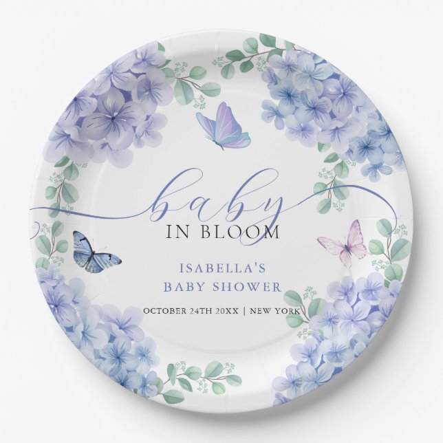 Niedliche Elegana Hydrangea Bloral Garden Babydusc Pappteller (Vorderseite)