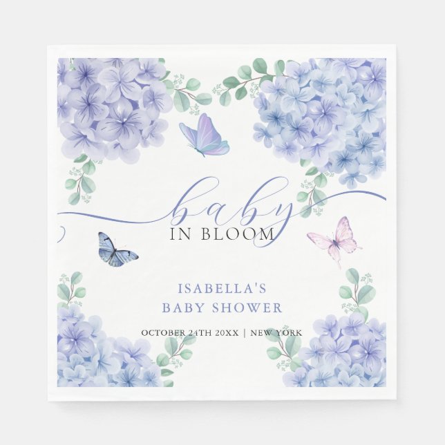 Niedliche Elegana Hydrangea Bloral Garden Babydusc Serviette (Vorderseite)