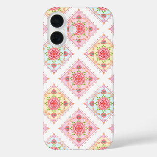 Niedliche Elegant-Blüte in Diamant Tiles-Muster iPhone 16 Hülle