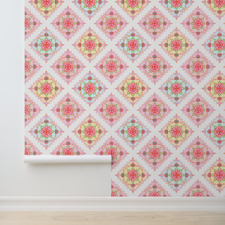 Niedliche Elegant-Blüte in Diamant Tiles-Muster Tapete