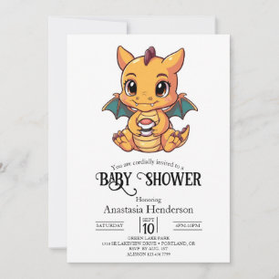 Niedliche Elegant Digital Dragon Baby Dusche Einladung