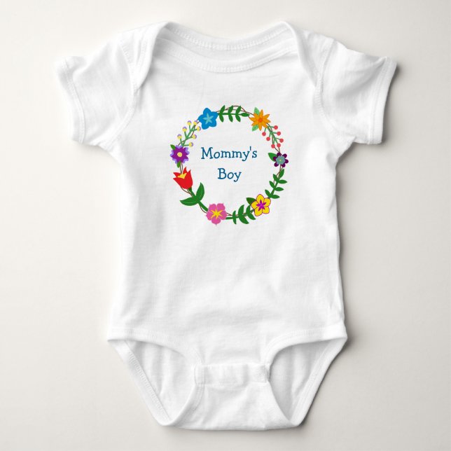 Niedliche Elegant Mommy's Boy Liebe Blumenrahmen B Baby Strampler (Vorderseite)