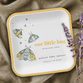 Niedliche Elegant Yellow Gray Little Bug Baby Dusc Pappteller