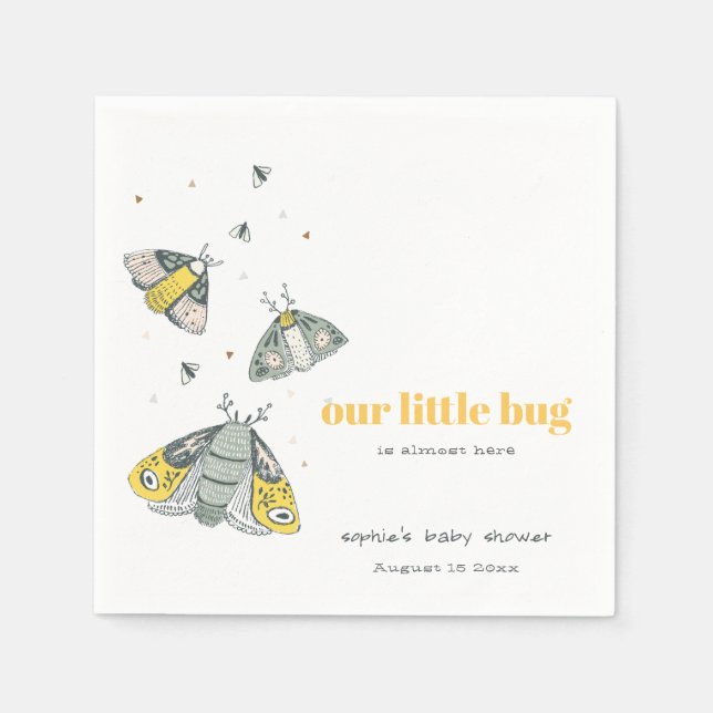 Niedliche Elegant Yellow Gray Little Bug Baby Dusc Serviette (Vorderseite)