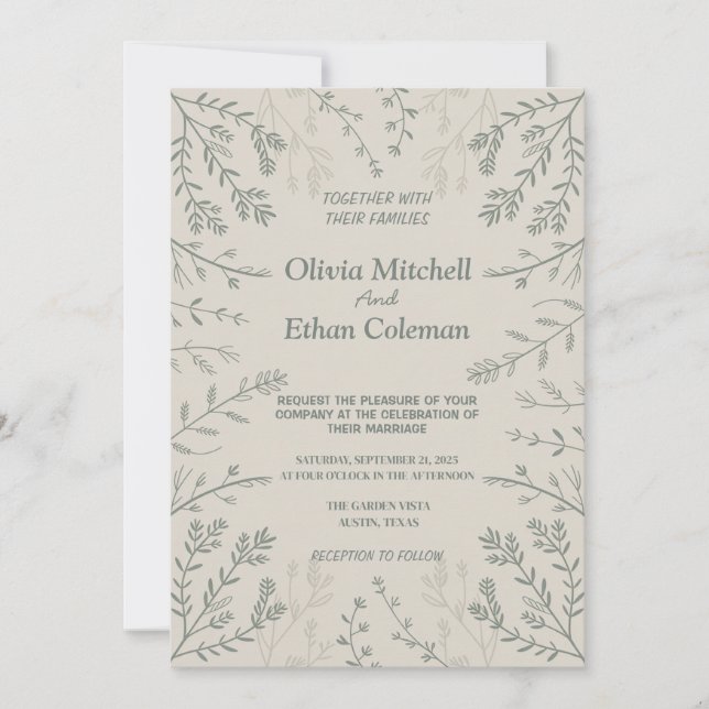 Niedliche elegante Blume Einladung zur Hochzeit (Vorderseite)
