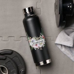 Niedliche elegante Blume und Blätter Personalisier Trinkflasche