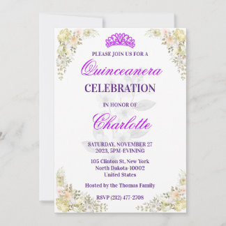 Niedliche Elegante Blumenquinceanera zum Geburtsta Einladung