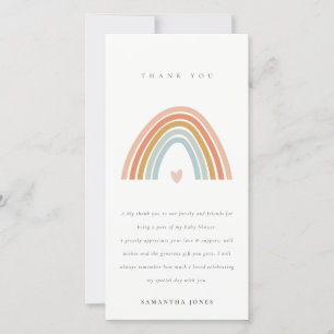Niedliche elegante Blush Blue Heart Rainbow Baby D Dankeskarte
