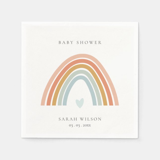 Niedliche elegante Blush Blue Heart Rainbow Baby D Serviette (Vorderseite)