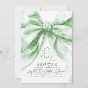 Niedliche elegante Green Bow Baby Dusche Einladung