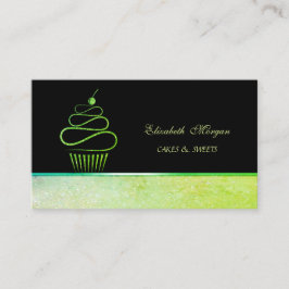 Niedliche Elegante Grüne Glitzer Kuchen Bäckerei Visitenkarte