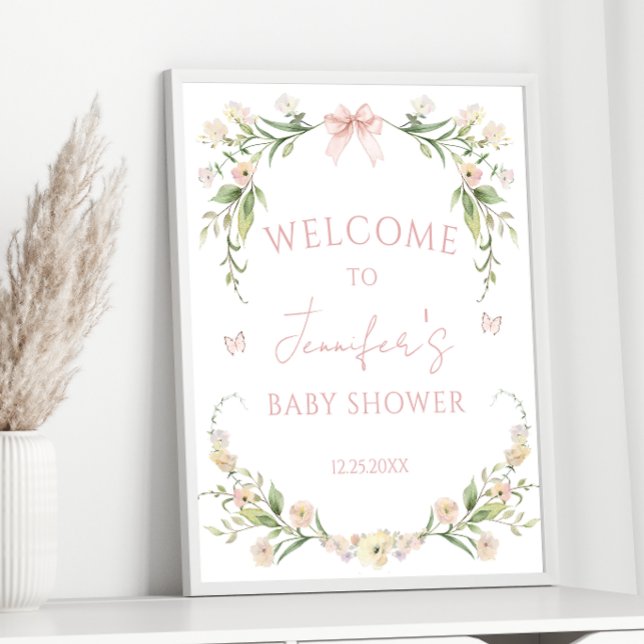 Niedliche Elegante Rosa Bläserbaby Girl Dusche Her Poster (Von Creator hochgeladen)