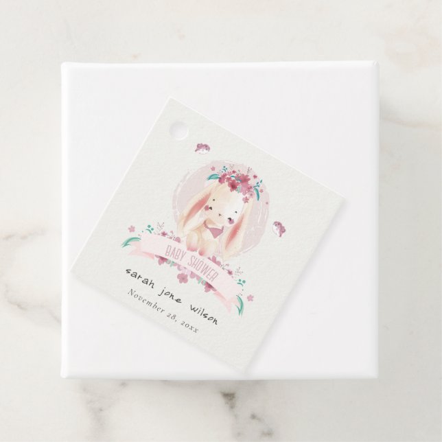 Niedliche elegante Rosa Bläserblüte & Birds Babydu Geschenkanhänger (Beispiel)