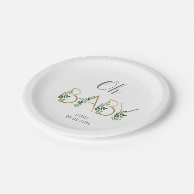 Niedliche elegante Slogan Baby Shower Pappteller (Schrägansicht)