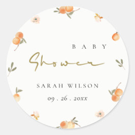 Niedliche elegante Soft Orange Boho Babydusche Runder Aufkleber