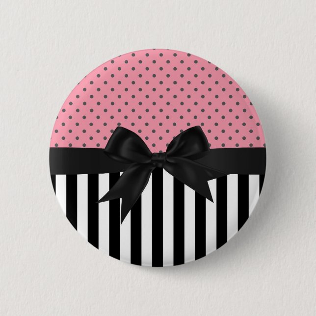 Niedliche, elegante Streifen Polka-Dots-Muster Button (Vorderseite)
