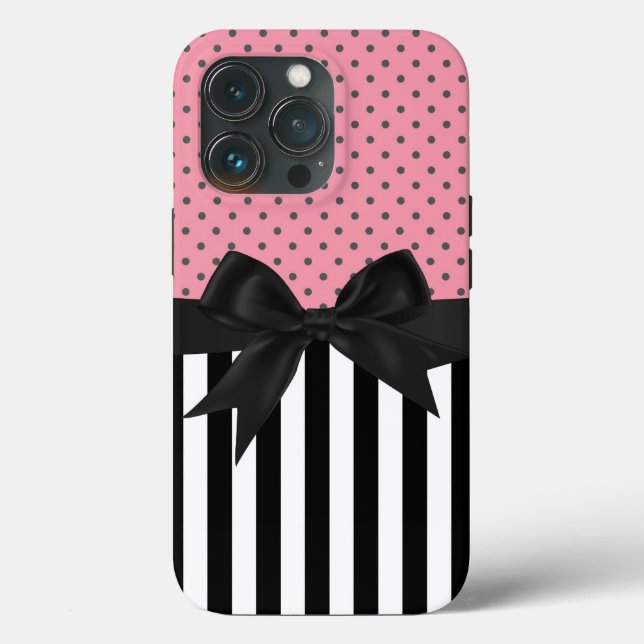 Niedliche, elegante Streifen Polka-Dots-Muster Case-Mate iPhone Hülle (Rückseite)
